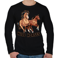PRINTFASHION Wild horses - Férfi hosszú ujjú póló - Fekete
