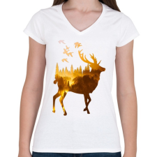 PRINTFASHION wild life - Női V-nyakú póló - Fehér női póló