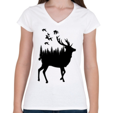 PRINTFASHION wild life - Női V-nyakú póló - Fehér női póló