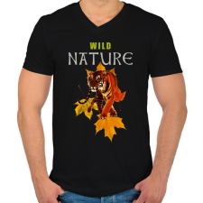 PRINTFASHION WILD NATURE TIGER - Férfi V-nyakú póló - Fekete férfi póló