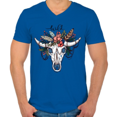 PRINTFASHION Wild Skull - Férfi V-nyakú póló - Királykék