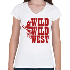 PRINTFASHION Wild wild west - Női V-nyakú póló - Fehér női póló