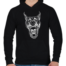 PRINTFASHION Wild wolf - Férfi kapucnis pulóver - Fekete férfi pulóver, kardigán