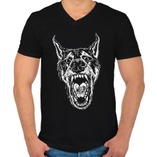 PRINTFASHION Wild wolf - Férfi V-nyakú póló - Fekete férfi póló