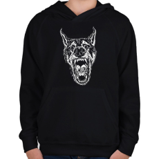 PRINTFASHION Wild wolf - Gyerek kapucnis pulóver - Fekete