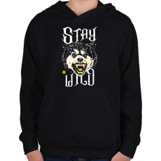 PRINTFASHION WildRaccooN® StayWild - Gyerek kapucnis pulóver - Fekete
