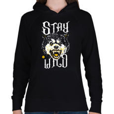 PRINTFASHION WildRaccooN® StayWild - Női kapucnis pulóver - Fekete