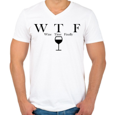 PRINTFASHION Wine Time Finally - Férfi V-nyakú póló - Fehér férfi póló