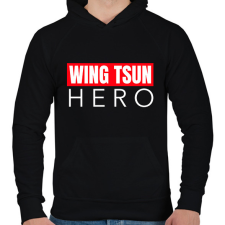 PRINTFASHION WING TSUN HERO - Férfi kapucnis pulóver - Fekete férfi pulóver, kardigán