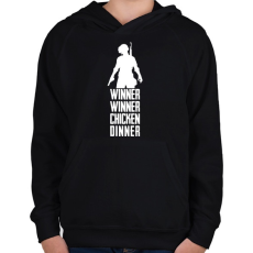 PRINTFASHION Winner Winner Chicken Dinner PUBG - Gyerek kapucnis pulóver - Fekete