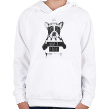 PRINTFASHION Winter is boring - Gyerek kapucnis pulóver - Fehér gyerek pulóver, kardigán