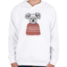 PRINTFASHION Winter koala (red) - Gyerek kapucnis pulóver - Fehér