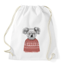 PRINTFASHION Winter koala (red) - Sportzsák, Tornazsák - Fehér tornazsák