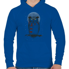 PRINTFASHION Winter owl - Férfi kapucnis pulóver - Királykék férfi pulóver, kardigán