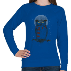 PRINTFASHION Winter owl - Női pulóver - Királykék
