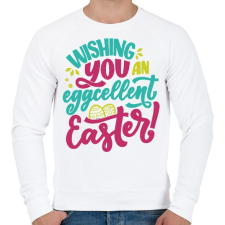 PRINTFASHION Wishing you an eggcellent easter - Férfi pulóver - Fehér férfi pulóver, kardigán