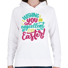 PRINTFASHION Wishing you an eggcellent easter - Női kapucnis pulóver - Fehér