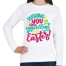 PRINTFASHION Wishing you an eggcellent easter - Női pulóver - Fehér női pulóver, kardigán