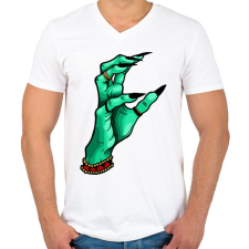PRINTFASHION WITCH HAND - Férfi V-nyakú póló - Fehér férfi póló