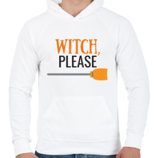PRINTFASHION WITCH PLS - Férfi kapucnis pulóver - Fehér