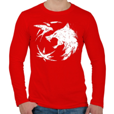 PRINTFASHION Witcher farkas fehér - Férfi hosszú ujjú póló - Piros férfi póló