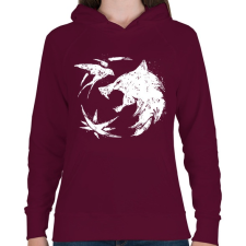 PRINTFASHION Witcher farkas fehér - Női kapucnis pulóver - Bordó női pulóver, kardigán