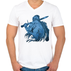 PRINTFASHION Witcher - Férfi V-nyakú póló - Fehér