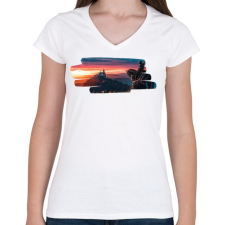 PRINTFASHION Witcher - Női V-nyakú póló - Fehér női póló