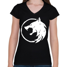 PRINTFASHION Witcher - Női V-nyakú póló - Fekete