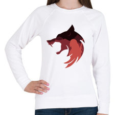 PRINTFASHION Witcher Red Wolf - Női pulóver - Fehér női pulóver, kardigán