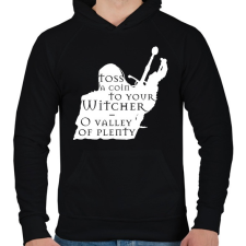PRINTFASHION Witcher - Toss a coin... - Férfi kapucnis pulóver - Fekete férfi pulóver, kardigán
