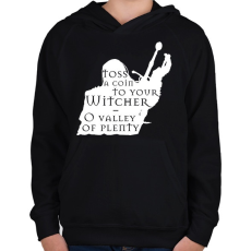 PRINTFASHION Witcher - Toss a coin... - Gyerek kapucnis pulóver - Fekete