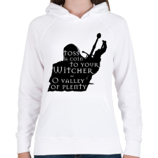 PRINTFASHION Witcher - Toss a coin... - Női kapucnis pulóver - Fehér női pulóver, kardigán