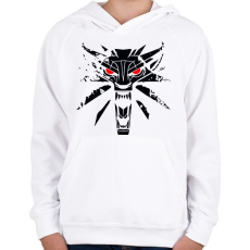 PRINTFASHION Witcher - Vaják - Gyerek kapucnis pulóver - Fehér