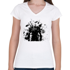 PRINTFASHION Witcher - Vaják - Női V-nyakú póló - Fehér női póló