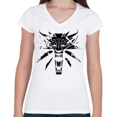 PRINTFASHION Witcher - Vaják - Női V-nyakú póló - Fehér
