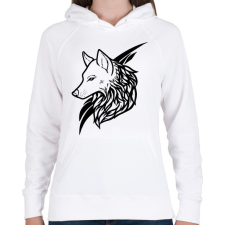 PRINTFASHION Wolf Black - Női kapucnis pulóver - Fehér női pulóver, kardigán