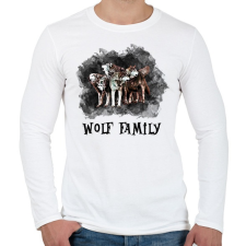 PRINTFASHION wolf family - Férfi hosszú ujjú póló - Fehér férfi póló