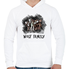 PRINTFASHION wolf family - Férfi kapucnis pulóver - Fehér