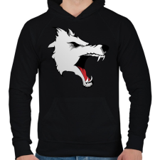 PRINTFASHION Wolf - Férfi kapucnis pulóver - Fekete férfi pulóver, kardigán