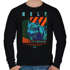 PRINTFASHION Wolf - Férfi pulóver - Fekete