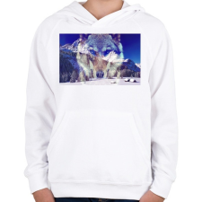 PRINTFASHION wolf - Gyerek kapucnis pulóver - Fehér gyerek pulóver, kardigán