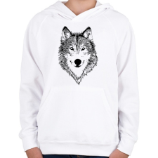 PRINTFASHION Wolf - Gyerek kapucnis pulóver - Fehér gyerek pulóver, kardigán