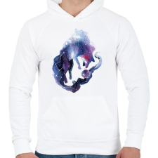 PRINTFASHION Wolf in the Sky - Férfi kapucnis pulóver - Fehér férfi pulóver, kardigán