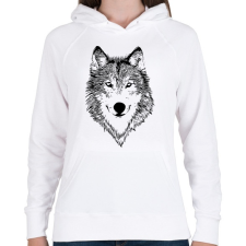 PRINTFASHION Wolf - Női kapucnis pulóver - Fehér női pulóver, kardigán