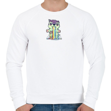 PRINTFASHION wolf-rainbow - Férfi pulóver - Fehér férfi pulóver, kardigán