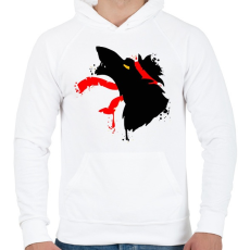 PRINTFASHION Wolfie - Férfi kapucnis pulóver - Fehér