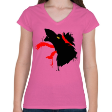 PRINTFASHION Wolfie - Női V-nyakú póló - Rózsaszín