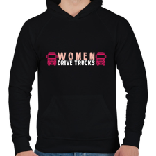 PRINTFASHION Women drive trucks - Férfi kapucnis pulóver - Fekete férfi pulóver, kardigán