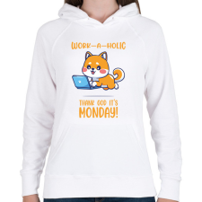 PRINTFASHION Work-a-holic - Női kapucnis pulóver - Fehér női pulóver, kardigán